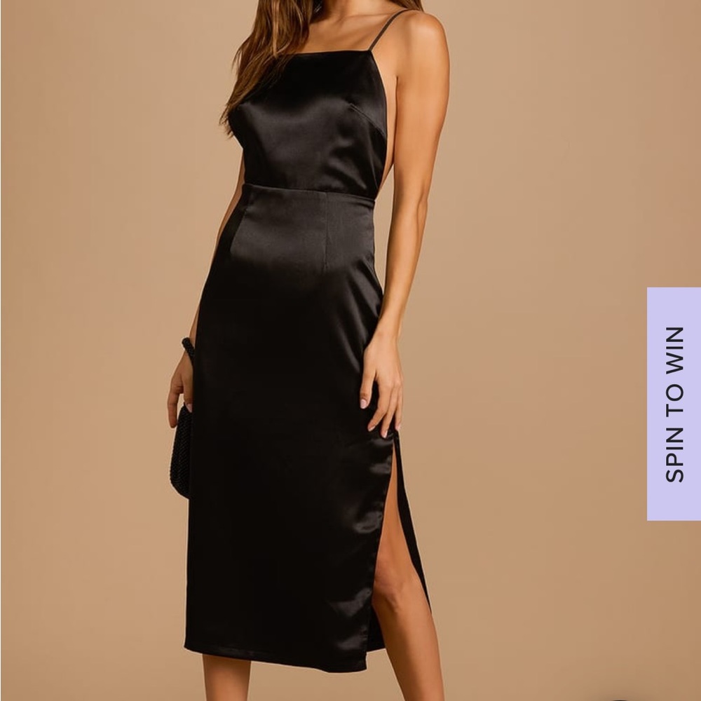 Black midi open back dress